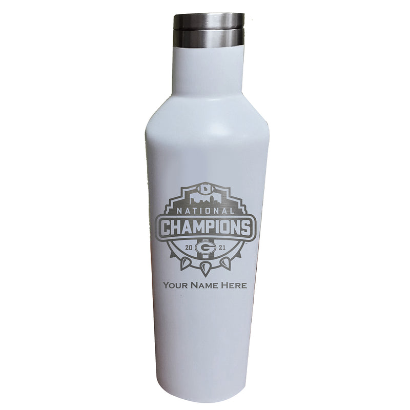 17oz Personalized Etched White Infifinity Bottle | 2021 National Champion Georgia Bulldogs