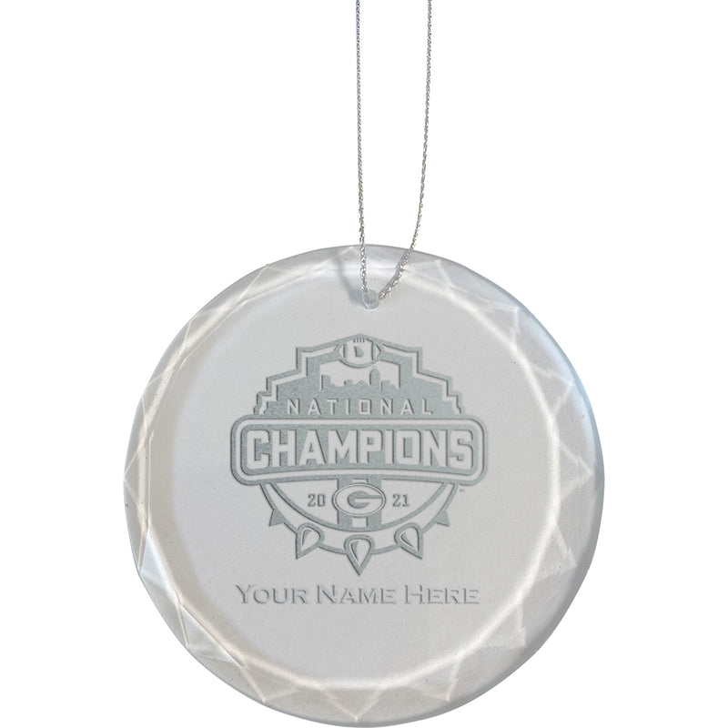 Personalized Etched Faceted Glass Ornament | 2021 National Champion Georgia Bulldogs