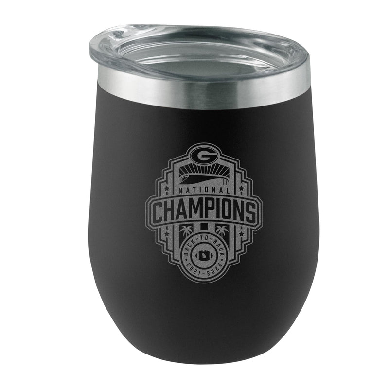 12oz Black Etched Stainless Steel Tumbler | 2022 National Champion Georgia Bulldogs