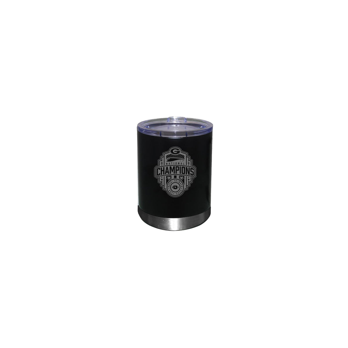 12oz Black Etched Stainless Steel Lowball | 2022 National Champion Georgia Bulldogs