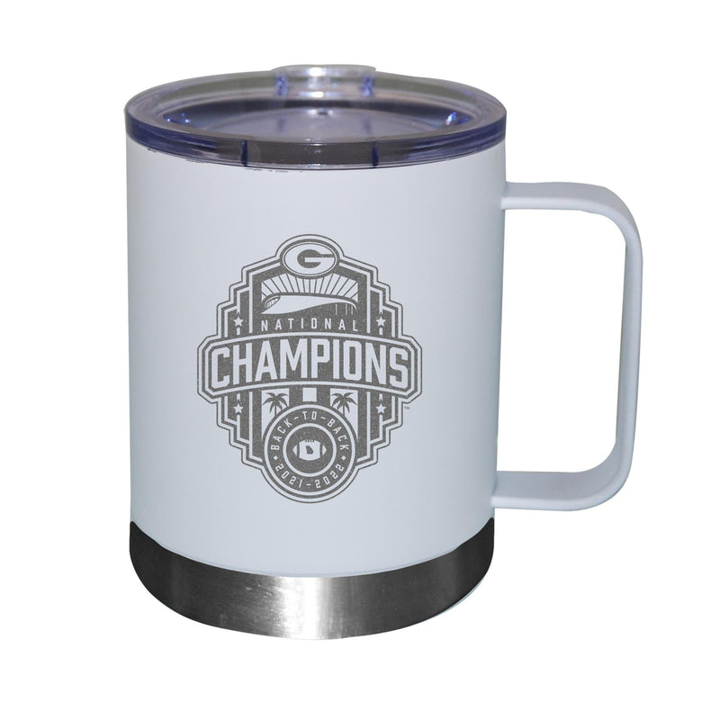 12oz White Etched Stainless Steel Lowball w/ Handle | 2022 National Champion Georgia Bulldogs