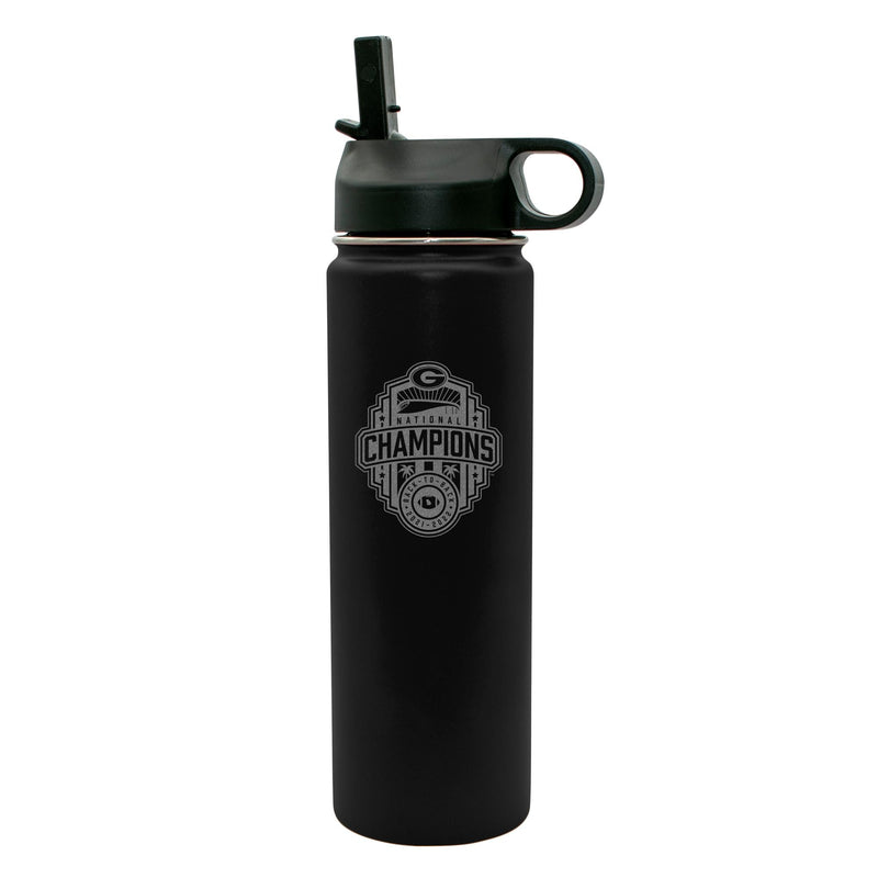 22oz Black Etched Stainless Steel Water Bottle | 2022 National Champion Georgia Bulldogs