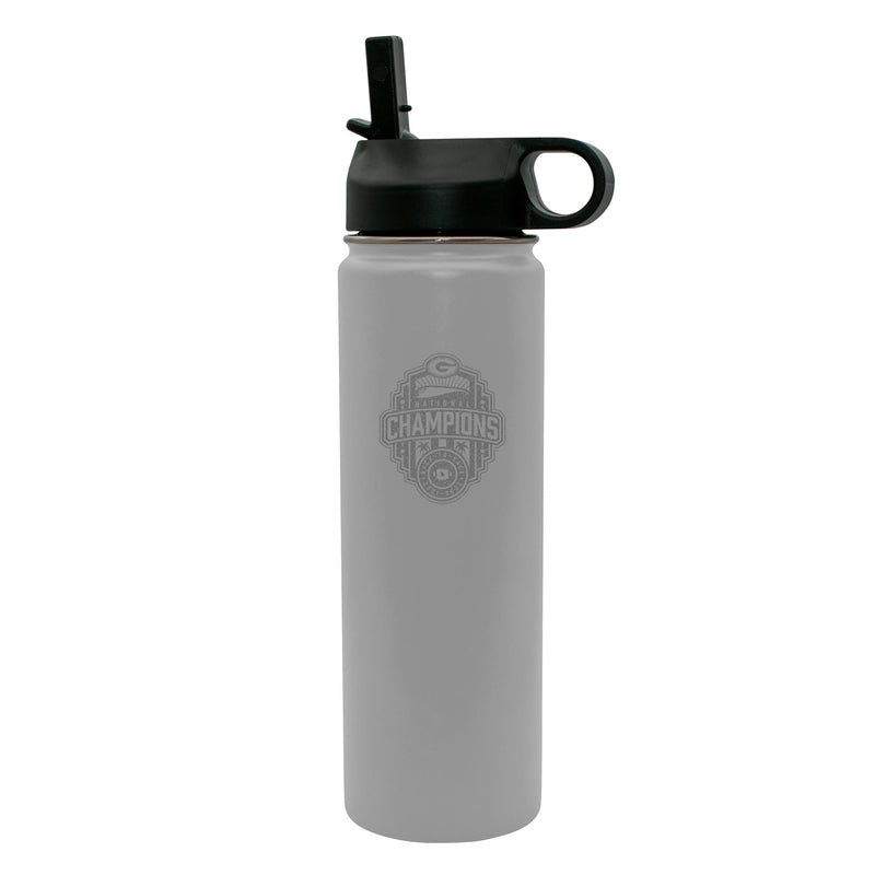 22oz White Etched Stainless Steel Water Bottle | 2022 National Champion Georgia Bulldogs