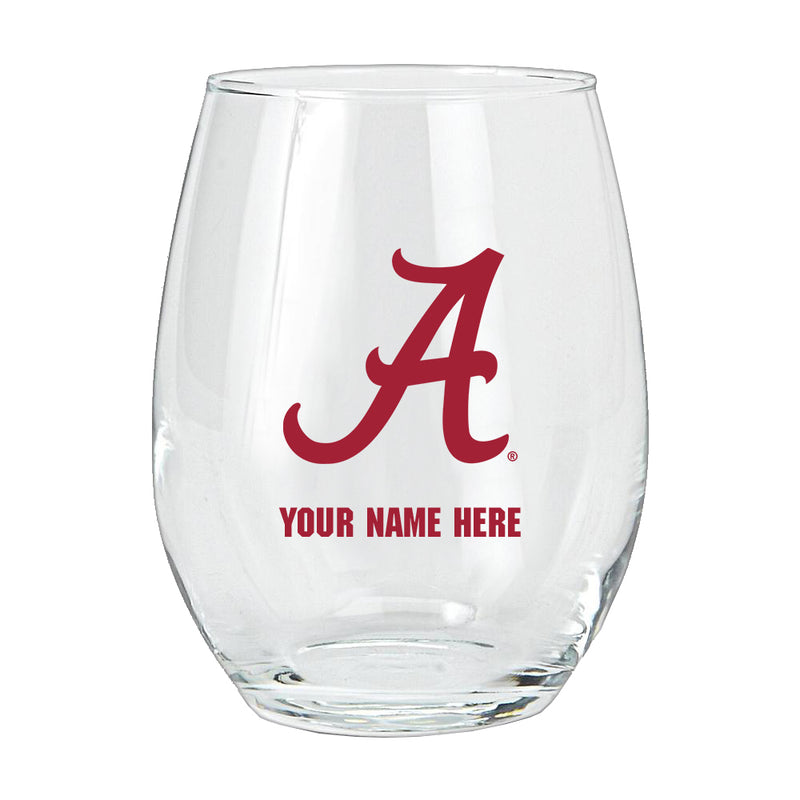 15oz Personalized Stemless Glass | Alabama Crimson Tide