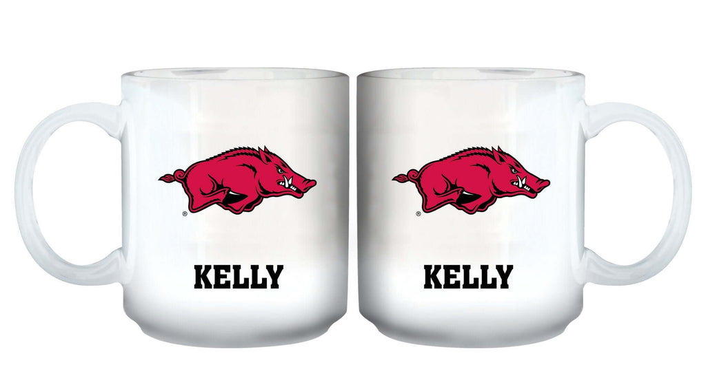 11oz White Personalized Ceramic Mug | University of Arkansas, Fayetteville ARK, Arkansas Razorbacks, COL, CurrentProduct, Custom Drinkware, Drinkware_category_All, Gift Ideas, Personalization, Personalized_Personalized 194207464823 $20.11