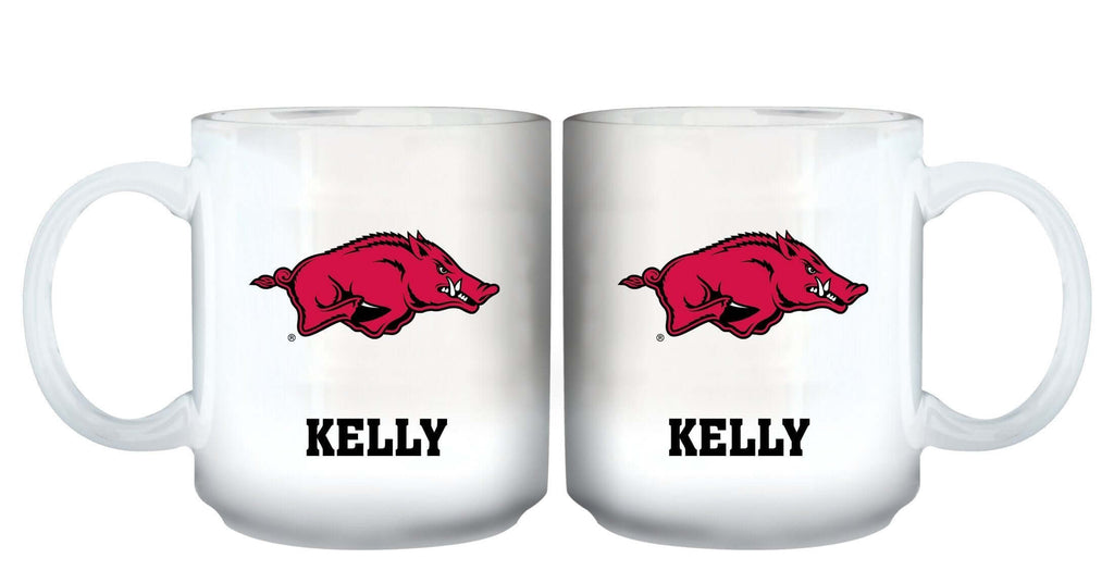 11oz White Personalized Ceramic Mug | University of Arkansas, Fayetteville ARK, Arkansas Razorbacks, COL, CurrentProduct, Custom Drinkware, Drinkware_category_All, Gift Ideas, Personalization, Personalized_Personalized 194207464823 $20.11