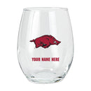15oz Personalized Stemless Glass | Arkansas Razorbacks
