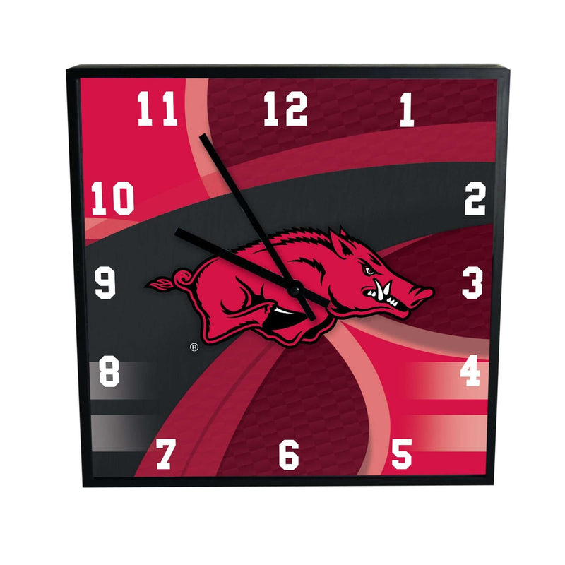 12 Inch Square Carbon Fiber Clock | Arkansas Razorbacks ARK, Arkansas Razorbacks, COL, OldProduct 687746320137 $25