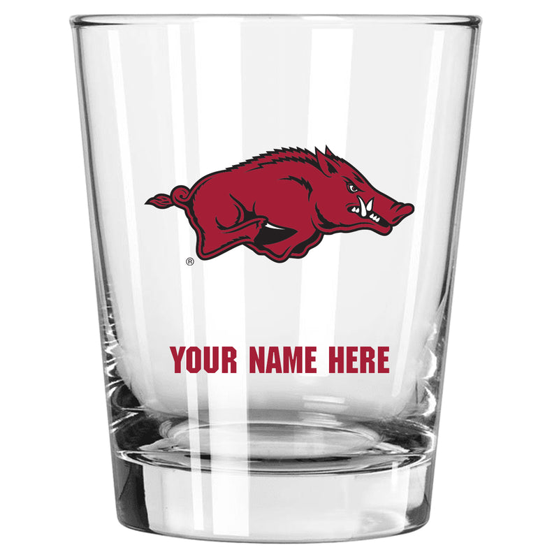 15oz Personalized Double Old Fashion Glass | Arkansas Razorbacks