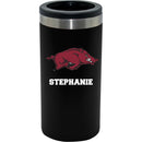 12oz Personalized Black Stainless Steel Slim Can Holder | Arkansas Razorbacks