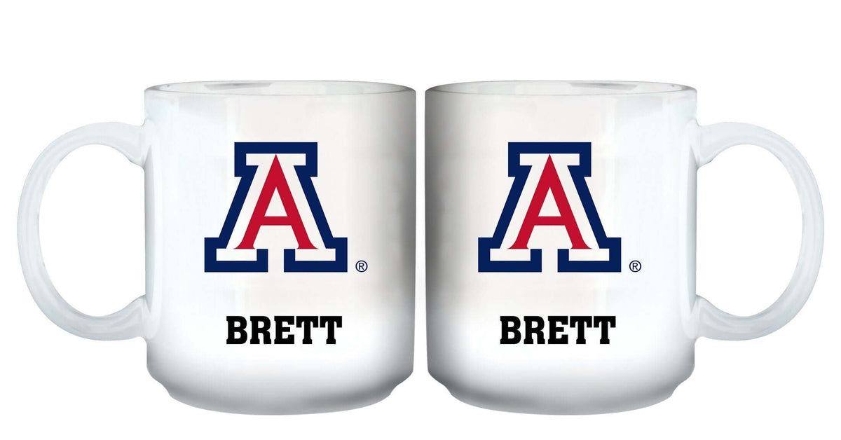 11oz White Personalized Ceramic Mug | The Univeristy of Arizona Arizona Wildcats, ARZ, COL, CurrentProduct, Custom Drinkware, Drinkware_category_All, Gift Ideas, Personalization, Personalized_Personalized 194207464830 $20.11