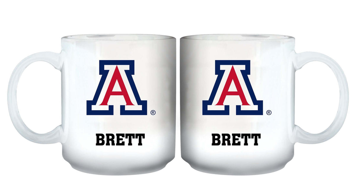 11oz White Personalized Ceramic Mug | The Univeristy of Arizona Arizona Wildcats, ARZ, COL, CurrentProduct, Custom Drinkware, Drinkware_category_All, Gift Ideas, Personalization, Personalized_Personalized 194207464830 $20.11
