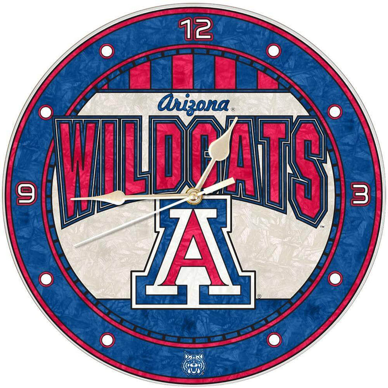 12 Inch Art Glass Clock | Arizona Wildcats Arizona Wildcats, ARZ, COL, CurrentProduct, Home & Office_category_All 687746445359 $38.49