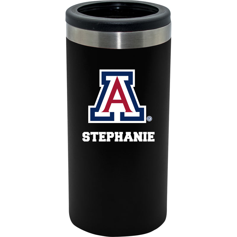 12oz Personalized Black Stainless Steel Slim Can Holder | Arizona Wildcats