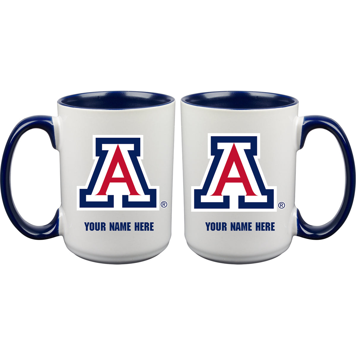 15oz Inner Color Personalized Ceramic Mug | Arizona Wildcats 2790PER, Arizona Wildcats, ARZ, COL, CurrentProduct, Drinkware_category_All, Personalized_Personalized  $27.99