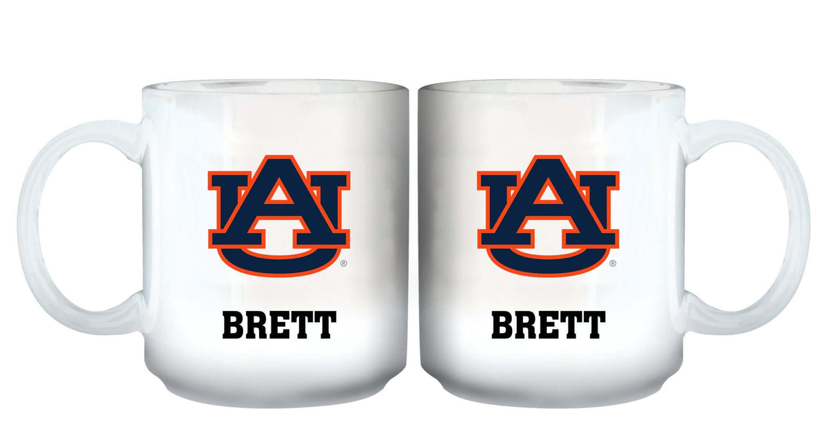 11oz White Personalized Ceramic Mug - Auburn AU, Auburn Tigers, COL, CurrentProduct, Custom Drinkware, Drinkware_category_All, Gift Ideas, Personalization, Personalized_Personalized 194207464847 $20.11