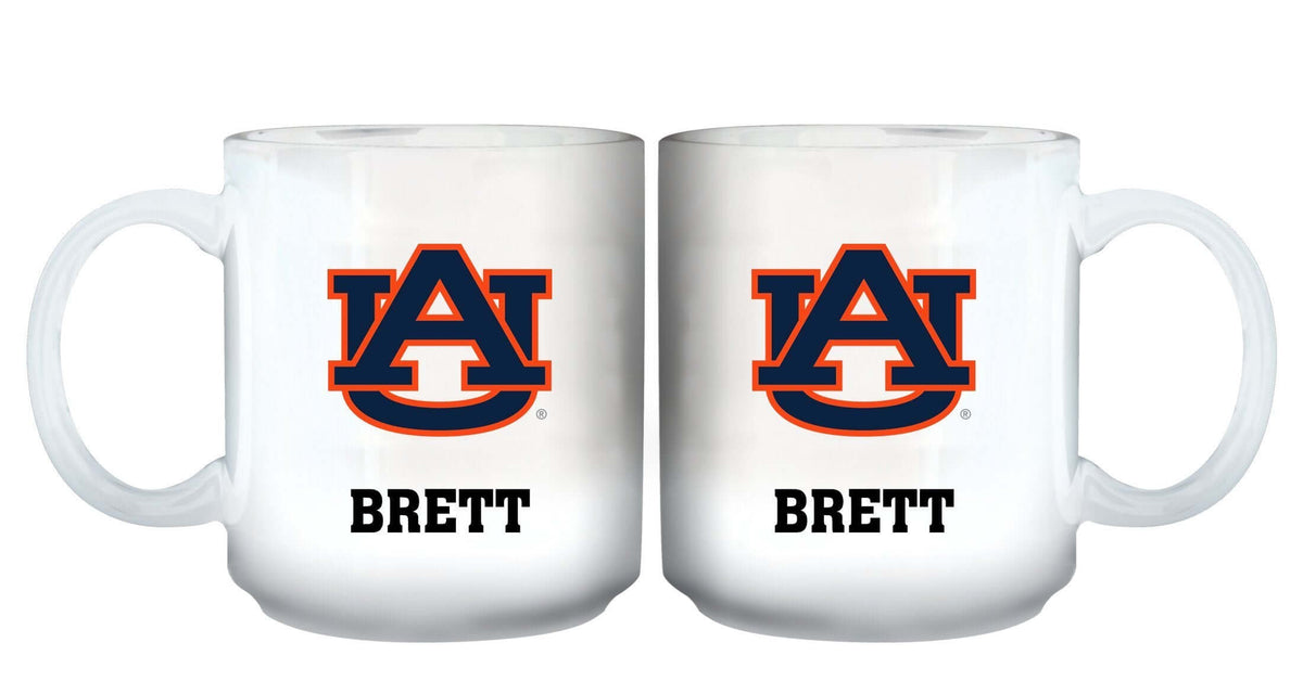 11oz White Personalized Ceramic Mug - Auburn AU, Auburn Tigers, COL, CurrentProduct, Custom Drinkware, Drinkware_category_All, Gift Ideas, Personalization, Personalized_Personalized 194207464847 $20.11