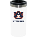 12oz Personalized White Stainless Steel Slim Can Holder | Auburn Tigers