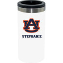 12oz Personalized White Stainless Steel Slim Can Holder | Auburn Tigers