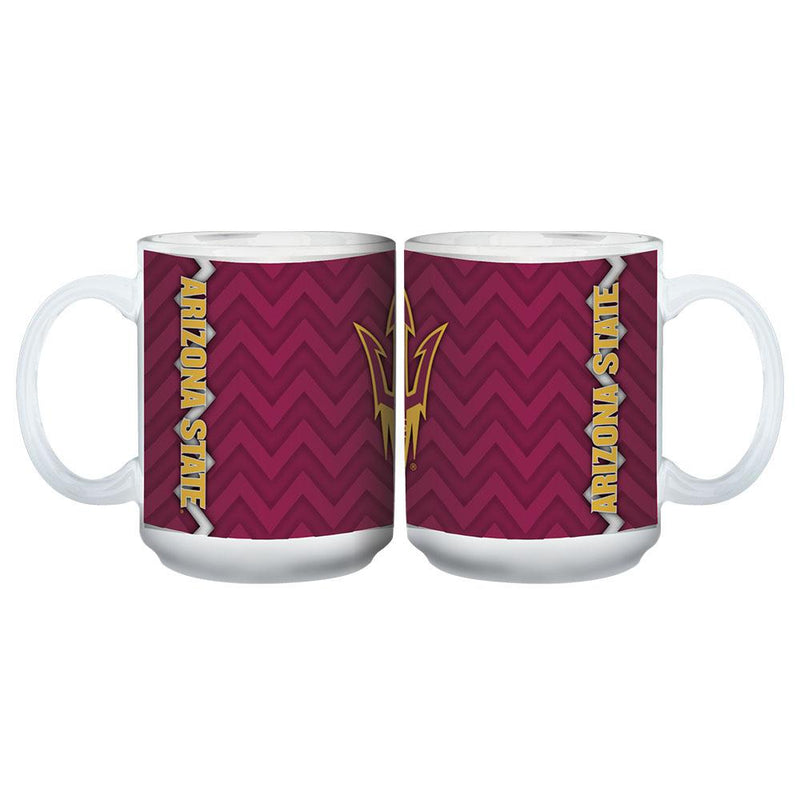 15oz Chevron Design White Mug | Arizona St Arizona State Sun Devils, AZS, COL, OldProduct 687746112886 $12