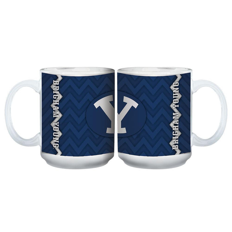 15oz Chevron Design White Mug | BYU Brigham Young Cougars, BYU, COL, OldProduct 888966040670 $12