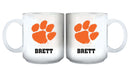 11oz White Personalized Ceramic Mug - Clemson Clemson Tigers, CLM, COL, CurrentProduct, Custom Drinkware, Drinkware_category_All, Gift Ideas, Personalization, Personalized_Personalized 194207464885 $20.11
