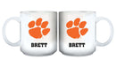 11oz White Personalized Ceramic Mug - Clemson Clemson Tigers, CLM, COL, CurrentProduct, Custom Drinkware, Drinkware_category_All, Gift Ideas, Personalization, Personalized_Personalized 194207464885 $20.11