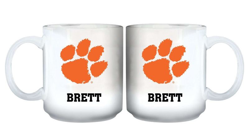 11oz White Personalized Ceramic Mug - Clemson Clemson Tigers, CLM, COL, CurrentProduct, Custom Drinkware, Drinkware_category_All, Gift Ideas, Personalization, Personalized_Personalized 194207464885 $20.11