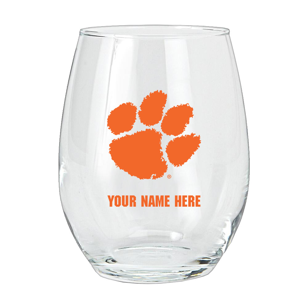 15oz Personalized Stemless Glass | Clemson Tigers