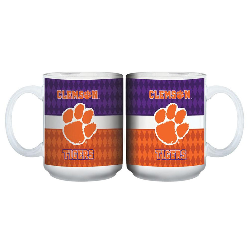 Inner Stripe Mug 15oz.Wht.  Clemson
Clemson Tigers, CLM, COL, OldProduct
The Memory Company