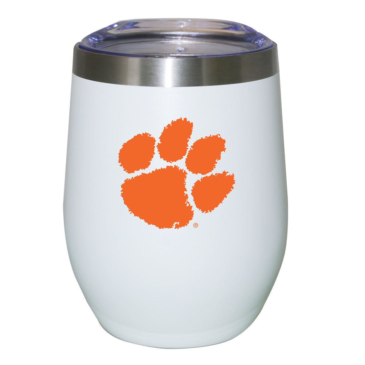 12oz White Stainless Steel Stemless Tumbler | Clemson Tigers Clemson Tigers, CLM, COL, CurrentProduct, Drinkware_category_All 194207624487 $27.49
