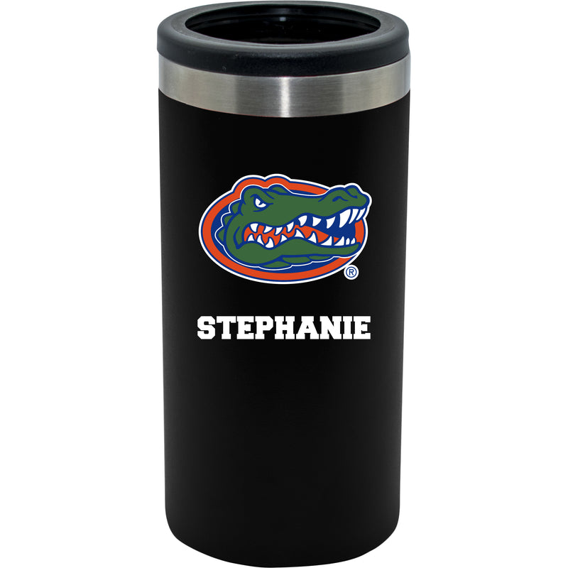 12oz Personalized Black Stainless Steel Slim Can Holder | Florida Gators