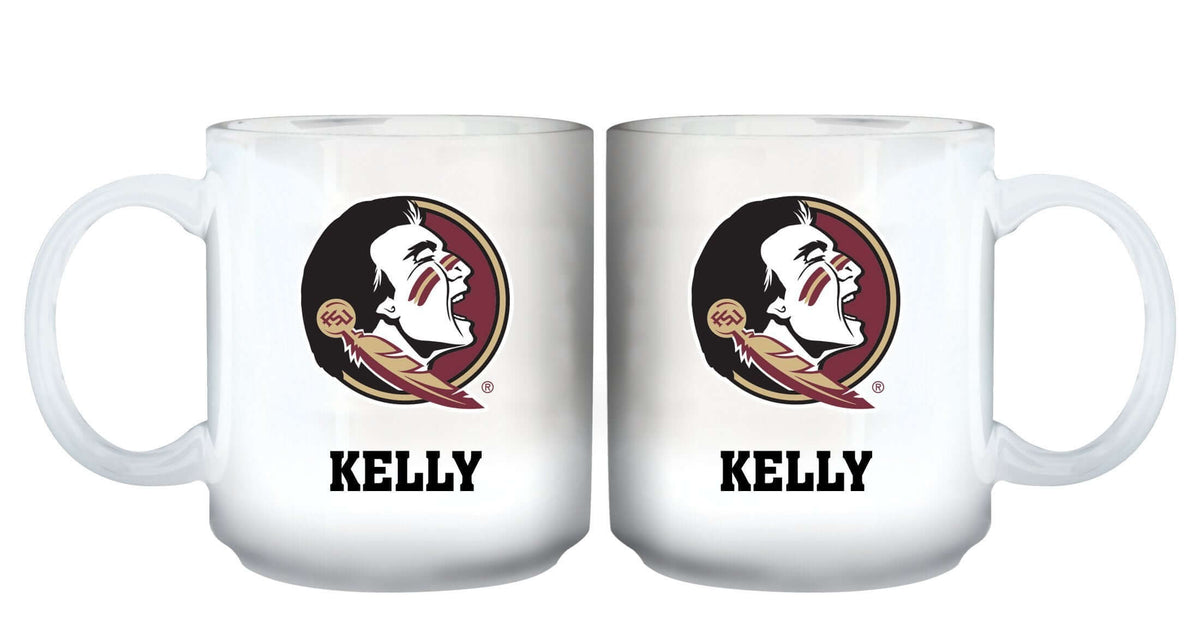 11oz White Personalized Ceramic Mug - Florida State COL, CurrentProduct, Custom Drinkware, Drinkware_category_All, Florida State Seminoles, FSU, Gift Ideas, Personalization, Personalized_Personalized 194207464915 $20.11