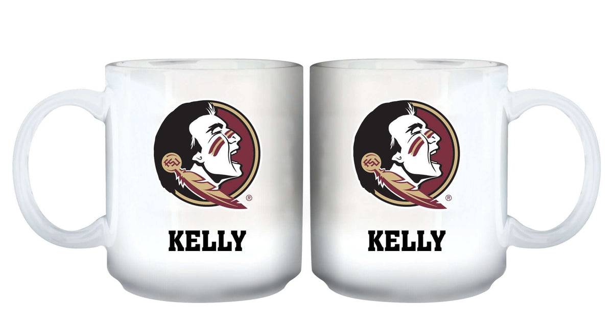 11oz White Personalized Ceramic Mug - Florida State COL, CurrentProduct, Custom Drinkware, Drinkware_category_All, Florida State Seminoles, FSU, Gift Ideas, Personalization, Personalized_Personalized 194207464915 $20.11