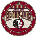 12 Inch Art Glass Clock | Florida State University COL, CurrentProduct, Florida State Seminoles, FSU, Home & Office_category_All 687746445472 $38.49