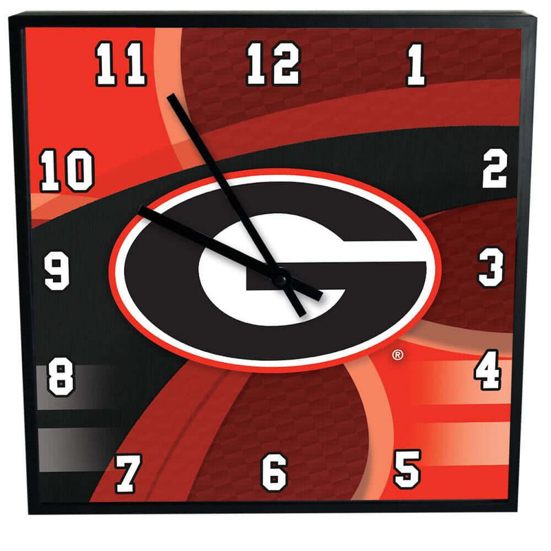 12 Inch Square Carbon Fiber Clock | University of Georgia COL, GA, Georgia Bulldogs, OldProduct 687746320182 $25