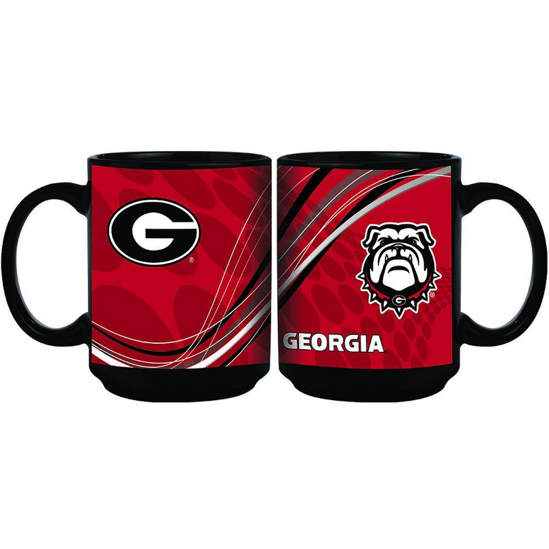 15oz Dynamic Style Black Mug | University of Georgia COL, CurrentProduct, Drinkware_category_All, GA, Georgia Bulldogs 888966971349 $15.49