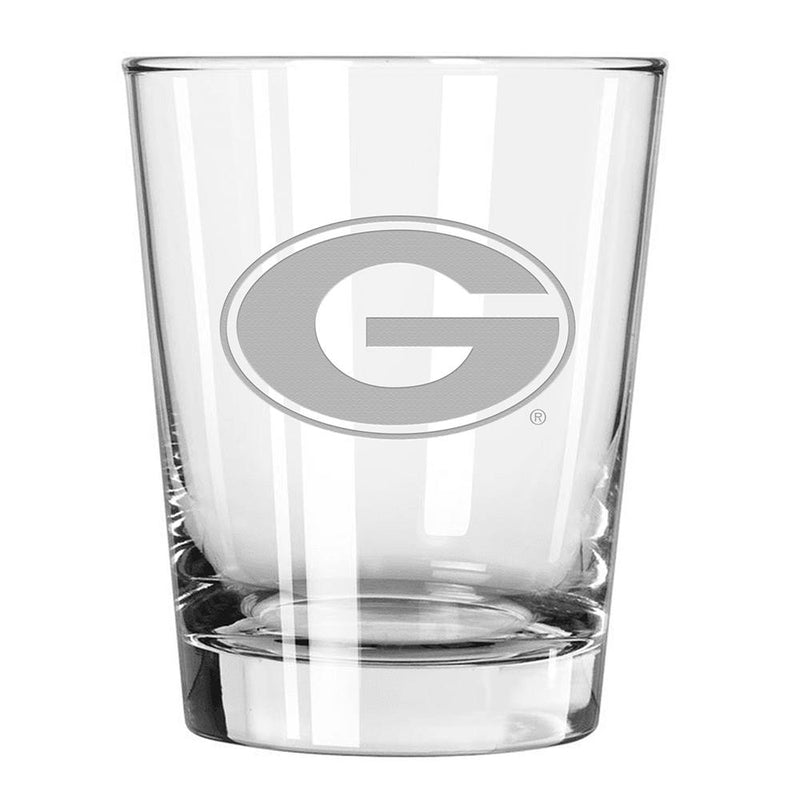 15oz Double Old Fashion Etched Glass | University of Georgia COL, CurrentProduct, Drinkware_category_All, GA, Georgia Bulldogs 194207263785 $13.49