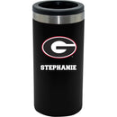 12oz Personalized Black Stainless Steel Slim Can Holder | Georgia Bulldogs