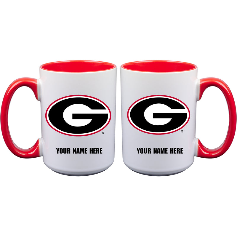 15oz Inner Color Personalized Ceramic Mug | Georgia Bulldogs 2790PER, COL, CurrentProduct, Drinkware_category_All, GA, Georgia Bulldogs, Personalized_Personalized  $27.99