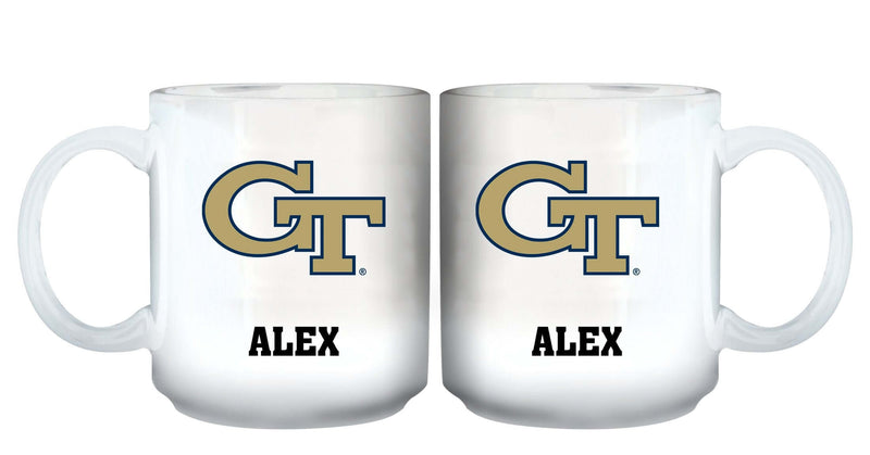 11oz White Personalized Ceramic Mug - Georgia Tech COL, CurrentProduct, Custom Drinkware, Drinkware_category_All, Georgia Tech Yellow Jackets, Gift Ideas, GT, Personalization, Personalized_Personalized 194207464939 $20.11