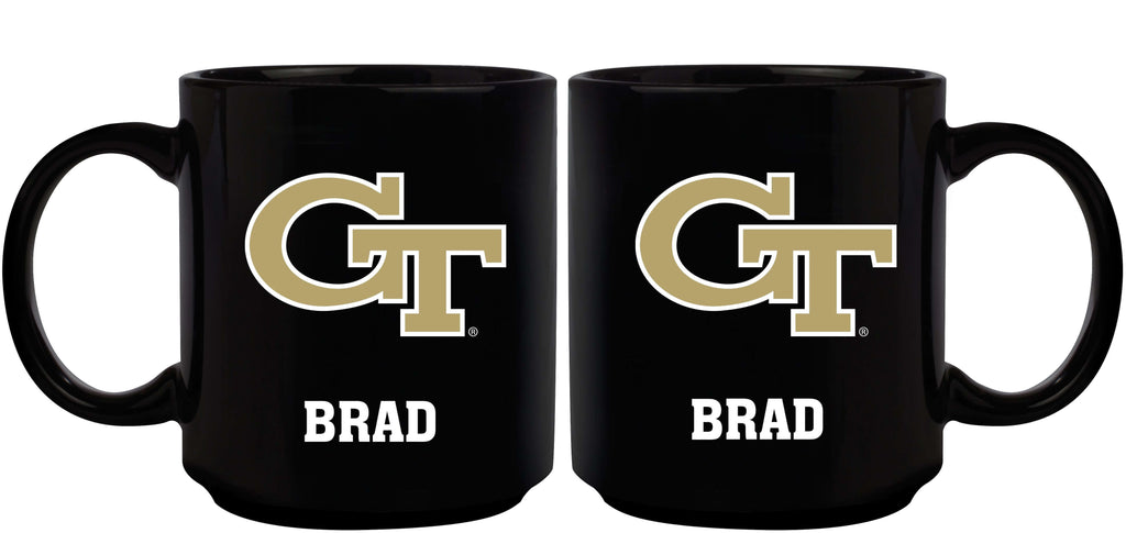 11oz Black Personalized Ceramic Mug - Georgia Tech COL, CurrentProduct, Custom Drinkware, Drinkware_category_All, Georgia Tech Yellow Jackets, Gift Ideas, GT, Personalization, Personalized_Personalized 194207389126 $20.11