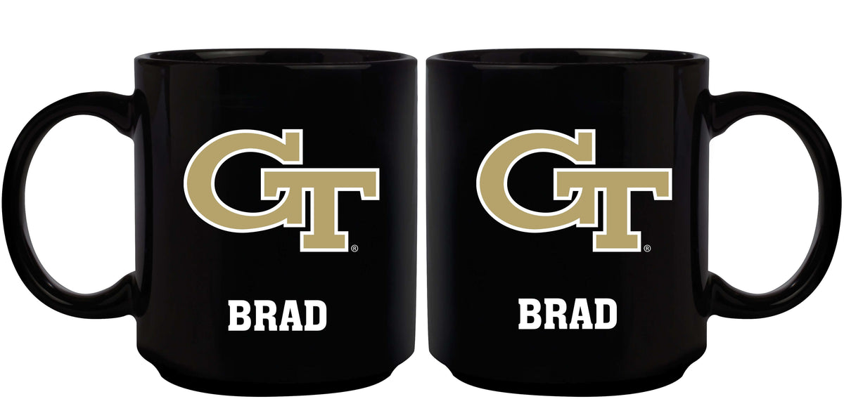 11oz Black Personalized Ceramic Mug - Georgia Tech COL, CurrentProduct, Custom Drinkware, Drinkware_category_All, Georgia Tech Yellow Jackets, Gift Ideas, GT, Personalization, Personalized_Personalized 194207389126 $20.11