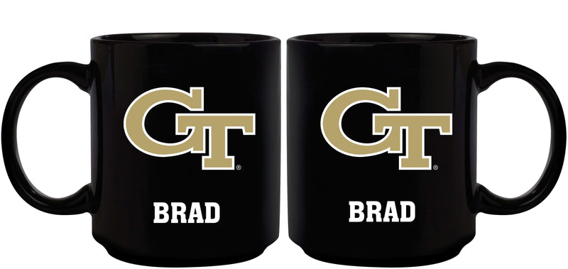 11oz Black Personalized Ceramic Mug - Georgia Tech COL, CurrentProduct, Custom Drinkware, Drinkware_category_All, Georgia Tech Yellow Jackets, Gift Ideas, GT, Personalization, Personalized_Personalized 194207389126 $20.11