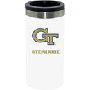 12oz Personalized White Stainless Steel Slim Can Holder | Georgia Tech Yellow Jackets