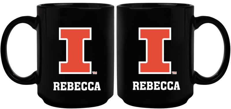 15oz Black Personalized Ceramic Mug | Illinois Fighting Illini COL, CurrentProduct, Drinkware_category_All, Engraved, ILL, Illinois Fighting Illini, Personalized_Personalized 194207505205 $21.86