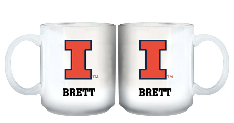 11oz White Personalized Ceramic Mug | Illinois University COL, CurrentProduct, Custom Drinkware, Drinkware_category_All, Gift Ideas, ILL, Illinois Fighting Illini, Personalization, Personalized_Personalized 194207464946 $20.11