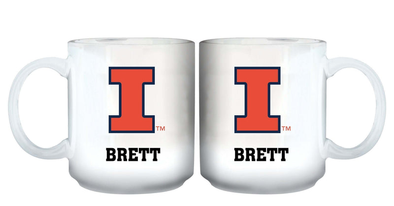 11oz White Personalized Ceramic Mug | Illinois University COL, CurrentProduct, Custom Drinkware, Drinkware_category_All, Gift Ideas, ILL, Illinois Fighting Illini, Personalization, Personalized_Personalized 194207464946 $20.11