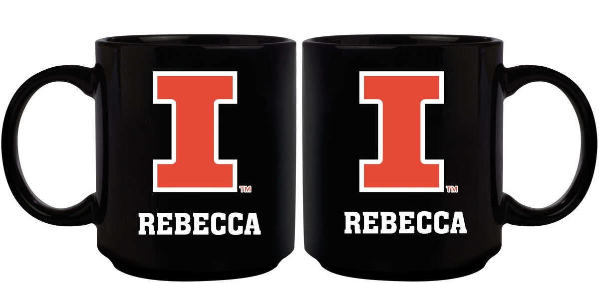 11oz Black Personalized Ceramic Mug | Illinois Fighting Illini COL, CurrentProduct, Custom Drinkware, Drinkware_category_All, Gift Ideas, ILL, Illinois Fighting Illini, Personalization, Personalized_Personalized 194207389102 $20.11