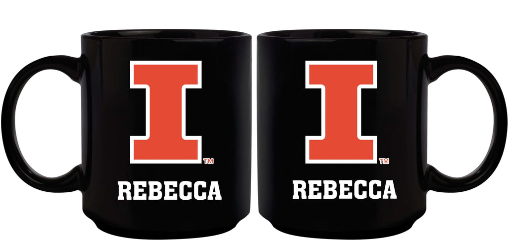 11oz Black Personalized Ceramic Mug | Illinois Fighting Illini COL, CurrentProduct, Custom Drinkware, Drinkware_category_All, Gift Ideas, ILL, Illinois Fighting Illini, Personalization, Personalized_Personalized 194207389102 $20.11